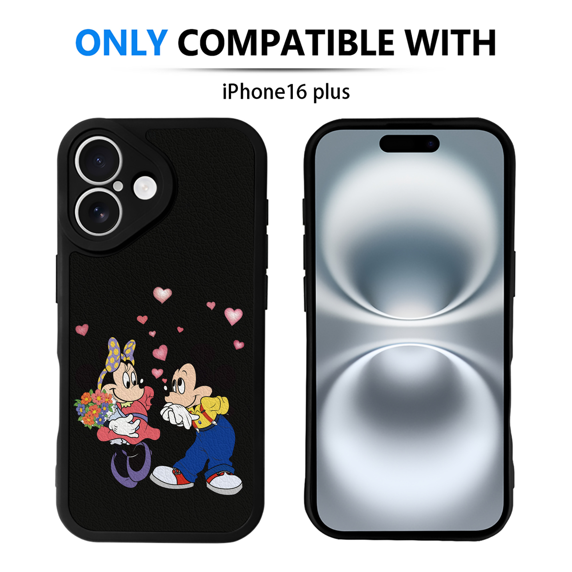 （画像用） ミッキーマウス Mickey Mouse 【iPhone 16シリーズ対応】シリコンスマホケース（レザー調） 材質：シリコン